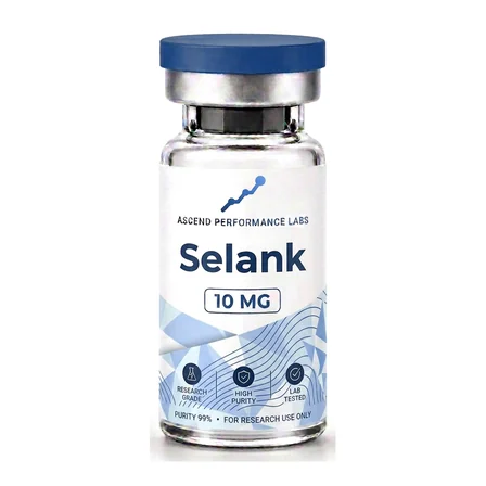 Ascend Selank research compound vial, 10 mg blue label